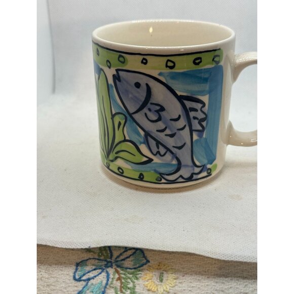 Sango Key West Hand-Painted Ceramic Mug With Colorful Tropical Fish & Starfish D - Picture 5 of 7